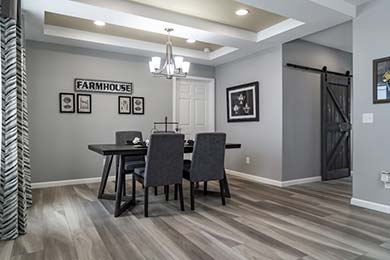 Dining room nook in basements of a new modular homes