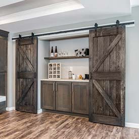 designer barn door in a new manufactured home